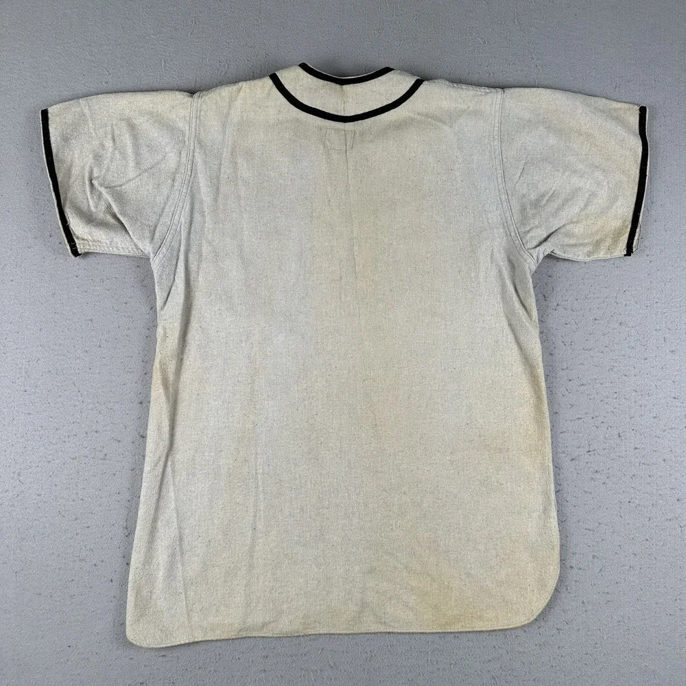 Vintage 30s 40s Baseball Jersey Mens 44 Gray Black Felt H Rubys Sorting‎ Goods
